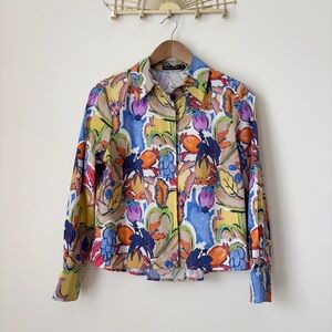 Estelle and Finn Painterly Fruit Print Button Up Shirt XS Art To Wear